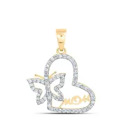 10k YELLOW GOLD 1/4 CTW DIAMOND P1 GIFT | MOM BUTTERFLY HEART PENDANT