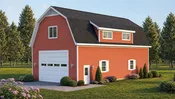 2-Bedroom Barndominium House Plan with 4-Car Garage & Loft Living | 1,358 Sq Ft