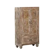 Antique Anglo-Indian Teakwood Small Armoire, c. 1880-1920, 54Hx28Wx14D