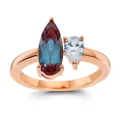 Alexandrite & Diamond Ring – Pear, 14K Rose Gold