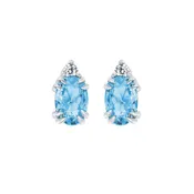 10KT.04CT(2)DIA 6X4OV BL TOPAZ EARS