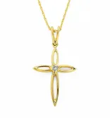 14K Y .03 CTTW DIAMOND CROSS NECKLACE