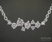 10k White Gold Lab Created Diamond Scattered Ladies Necklace 16"L p17029