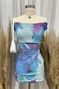 Ailani Mesh Mini Dress (Blue Multi)