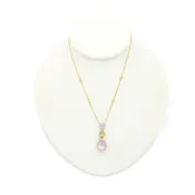 14k Yellow Gold Morganite Aquamarine Beryl Diamond Drop Station Pendant #E23-162