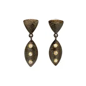 14k and Black Rhodium With Diamond Triangle Post Earrings - Small