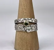 Double Stack Ring with 14k Yellow Bezel and Green Sapphire — The Jeweler's Workbench