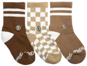 3-Pack Brown Checks Socks