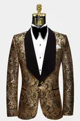 Black &amp; Gold Paisley Tuxedo Jacket