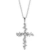 Diamond Scattered Cross Necklace