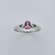 10K White Gold Oval Pink Tourmaline & Diamond Accent Ring