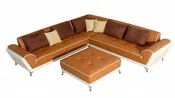 S180B 4pc Leather Sectional Sofa Set with piping trim outline design — Stendmar