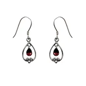 (247NGA) Sterling Silver Garnet pear shape Earrings