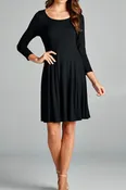3/4 SLEEVE KNIT SCOOP NECK DRESS