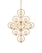 14-Light Chandelier in Contemporary Gold Leaf & White