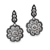 14K OXIDIZED WHITE GOLD DIAMOND EARRINGS  #150-00517