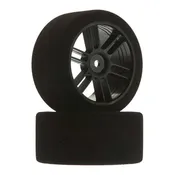 1/10 30mm Nitro Touring Foam Tires, Mounted, 40 Rear, Black Wheels (2)