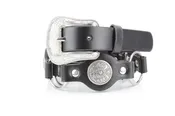 American Bison Black Concho Disc Belt with Silver Sunburst Accents – ABLB 37 2560