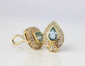 Aquamarine and Diamond Earrings | 18K Yellow Gold