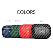 Airpods Pro Shockproof TPU Carrying Case Cover Skins with Keychain for Blackpod Pro Earbuds (Carbon Fiber)