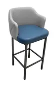 3007 Two-Tone Designer Back Bar Stool - High Performance Upholstery - Metal Base