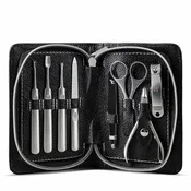8-Piece Men's Manicure Set — Stainless Steel Grooming Kit with Leather Case