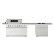 10 ft. Outdoor Kitchen Island with Gas Grill & Side Burner, Sink & Drawer 77,000 BTU – Stainless Steel
