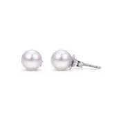 14K White Gold "A" Akoya Pearl Stud Earrings, 5MM