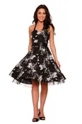 0211 Graphite Flower Halter Dress in Black