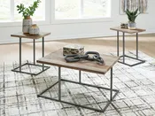 Albreane 3-Piece Table Set - Grayish Brown/Black
