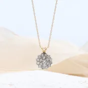 10KY Diamond Cluster Pendant with 14KY Chain, 1.00cttw