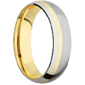 10K White Gold + Satin , Polish Finish + 14K Yellow Gold