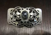 Arts & Crafts Blue Jasper Flower Brooch Sterling c. 1900