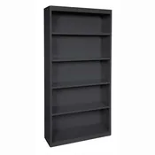 6 Foot Black Metal Bookcase