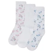 3 Pack Floral Pointelle Crew Sock