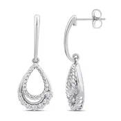 10K White Gold Rope Accented Diamond Drop Earrings X12E2603F006
