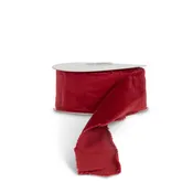 Burgundy Frayed Edge Cotton Velvet Ribbon, 10 Yards, 2.5"W