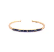 14k Marika Desert Gold Stackable Cuff with Pavé Diamonds and Blue Sapphire