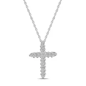 10K White Gold Diamond Cross Necklace M13P2374S0410