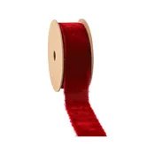 1 1/2" Frayed Edge Velvet Ribbon | Bordeaux | 5 Yard Roll