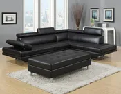 IBIZA BLACK LEATHER GEL SECTIONAL AND OTTOMAN SET (LIMITED TIME SALE)