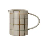 32 oz. Hand-Painted Stoneware Pitcher w/ Grid Pattern