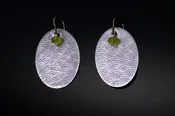 Engraved Disc Earrings with Peridot