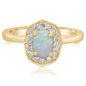 14K YELLOW GOLD AUSTRALIAN OPAL AND DIAMOND RING