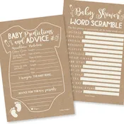 50 Baby Shower Games for Guests – Predictions & Advice Cards, Word Scramble – Different Themes for Boys & Girls