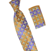 Barcelona Tile Tie & Pocket Square | 100% Silk | Gold