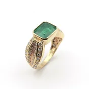 Columbian Emerald 2.16 cts Diamonds 0.55 cts T.W 14k Yellow Gold Ring Size 6.5 — Gallery of Gems & Minerals
