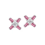 Arch Florale PM Stud Earrings, 18k White Gold with DAVIDOR Arch Cut Pink Tourmalines and Brilliant Diamonds