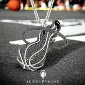 14K White gold Miami Heat Diamond pendant & chain