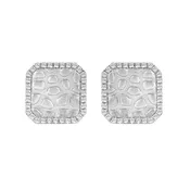 0.16 Ct Round Diamond Halo Earrings For Women Sterling Silver Stylish Jewelry Gift